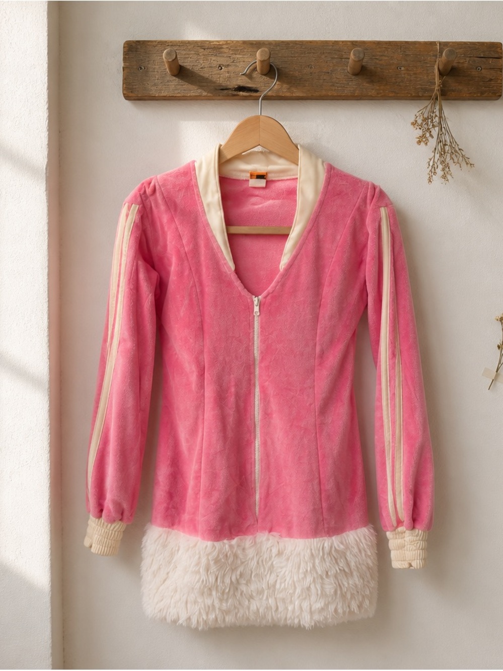 Girls' Pink Faux-Fur Trim Hooded Jacket